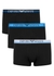 Black stretch-cotton boxer trunks - set of three - Emporio Armani