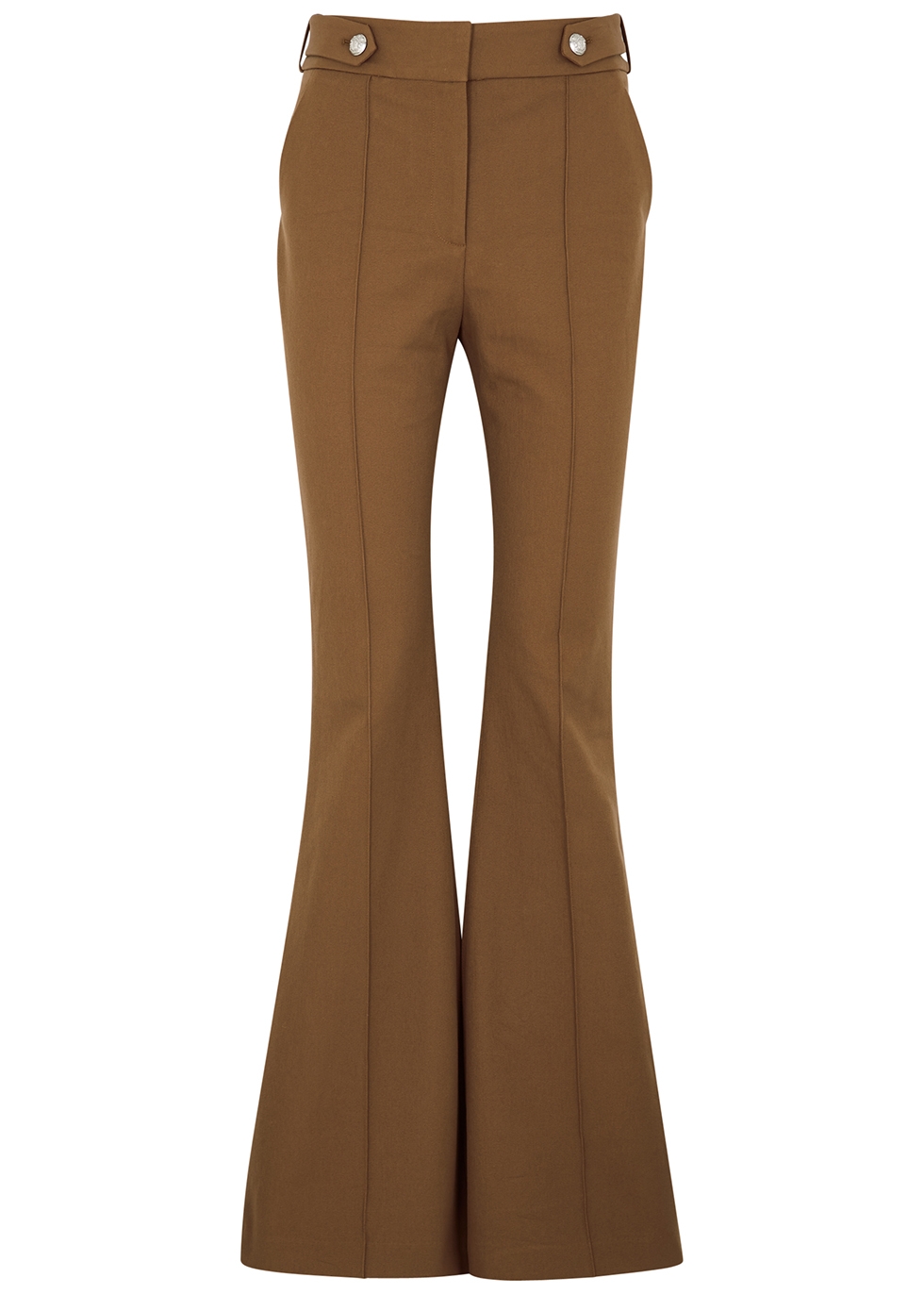 Elsbury brown flared stretch-cotton trousers