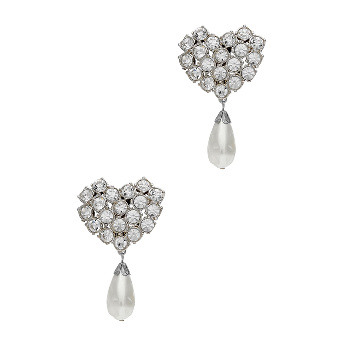 Alessandra Rich Embellished Silver-tone Clip-on Drop Earrings