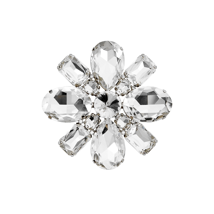 Alessandra Rich Crystal-embellished Flower Brooch