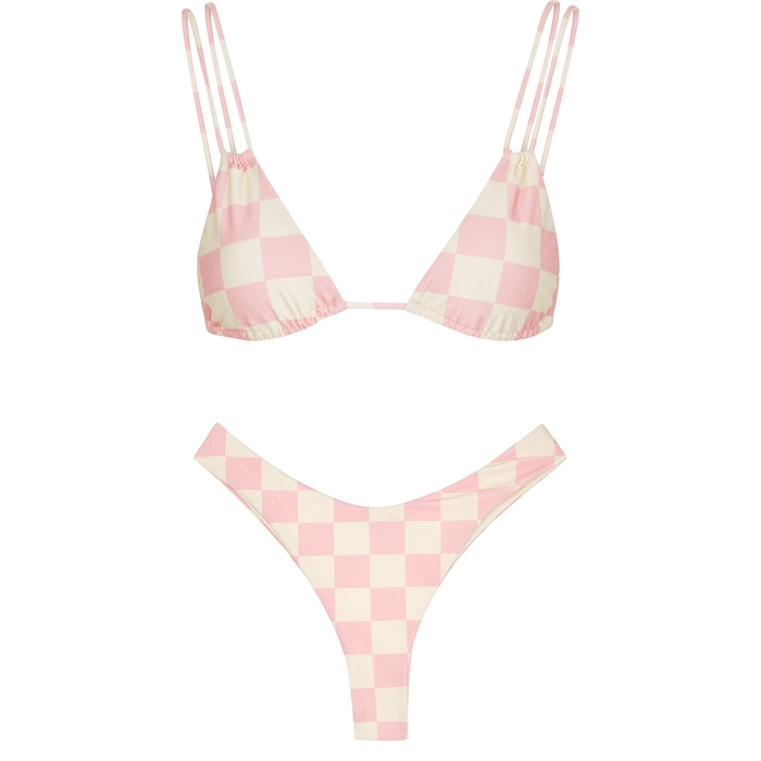 Alessandra Rich Damier Pink Checked Bikini
