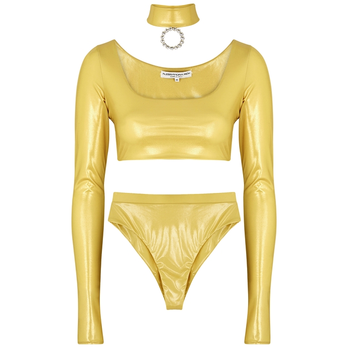 Alessandra Rich Metallic Gold Bikini