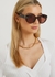 Tortoiseshell FF-print oval-frame sunglasses - Fendi
