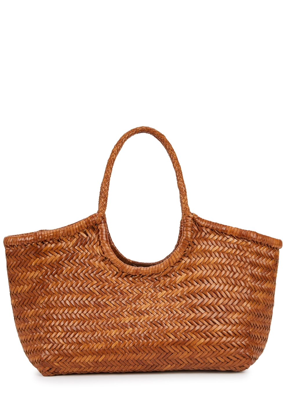 Dragon Diffusion Nantucket brown woven leather basket bag