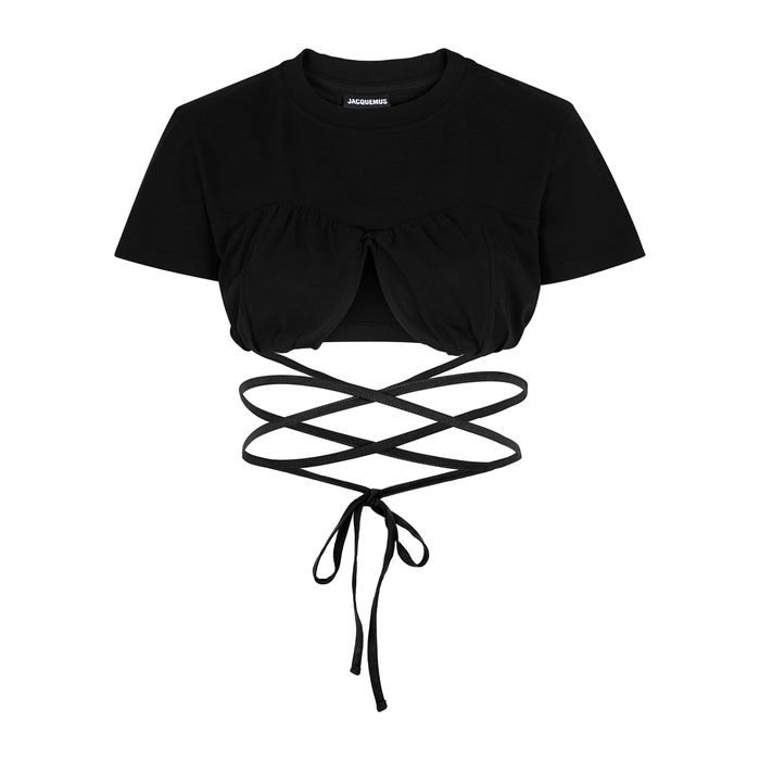Jacquemus Le T-shirt Baci Black Cotton Bra Top