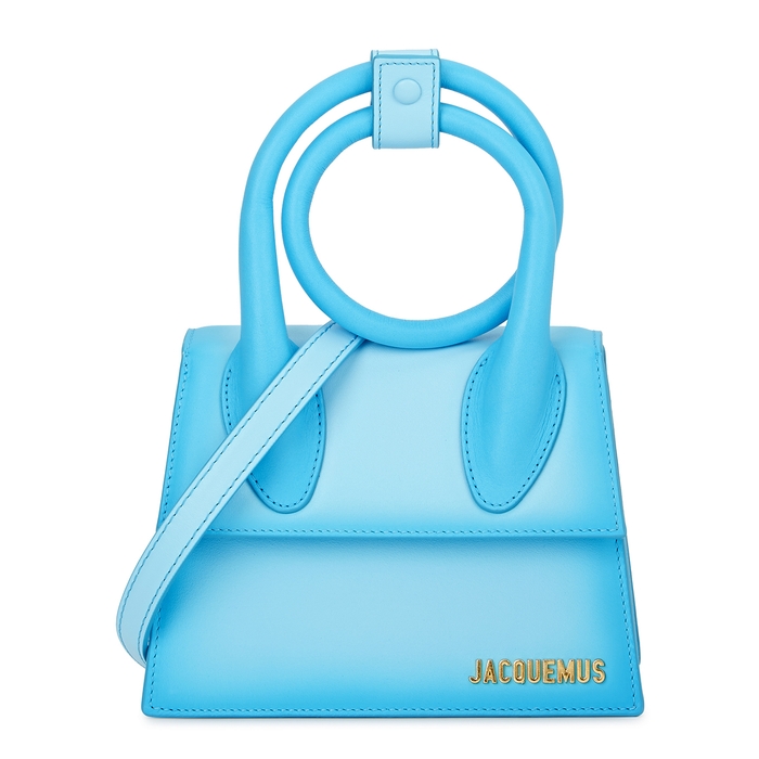Jacquemus Le Chiquito Noeud Blue Leather Top Handle Bag