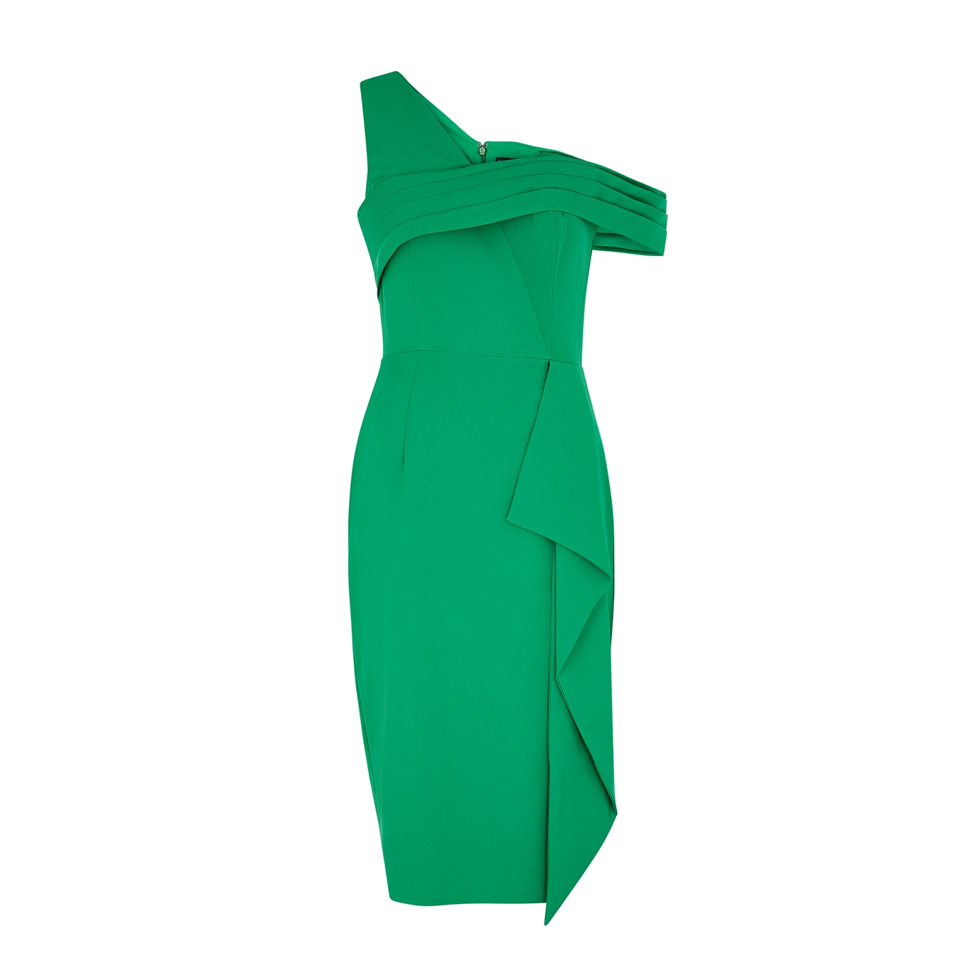 Lavish Alice corset bonded satin bandeau midi dress in emerald green