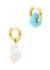 Asymmetric 24kt gold-plated hoop earrings - Timeless Pearly