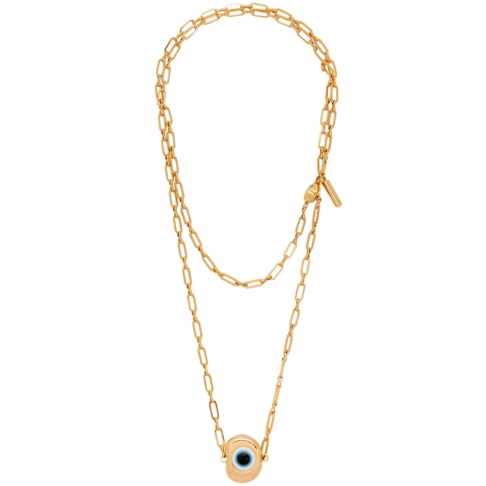 Timeless Pearly Evil Eye 24kt Gold-plated Necklace