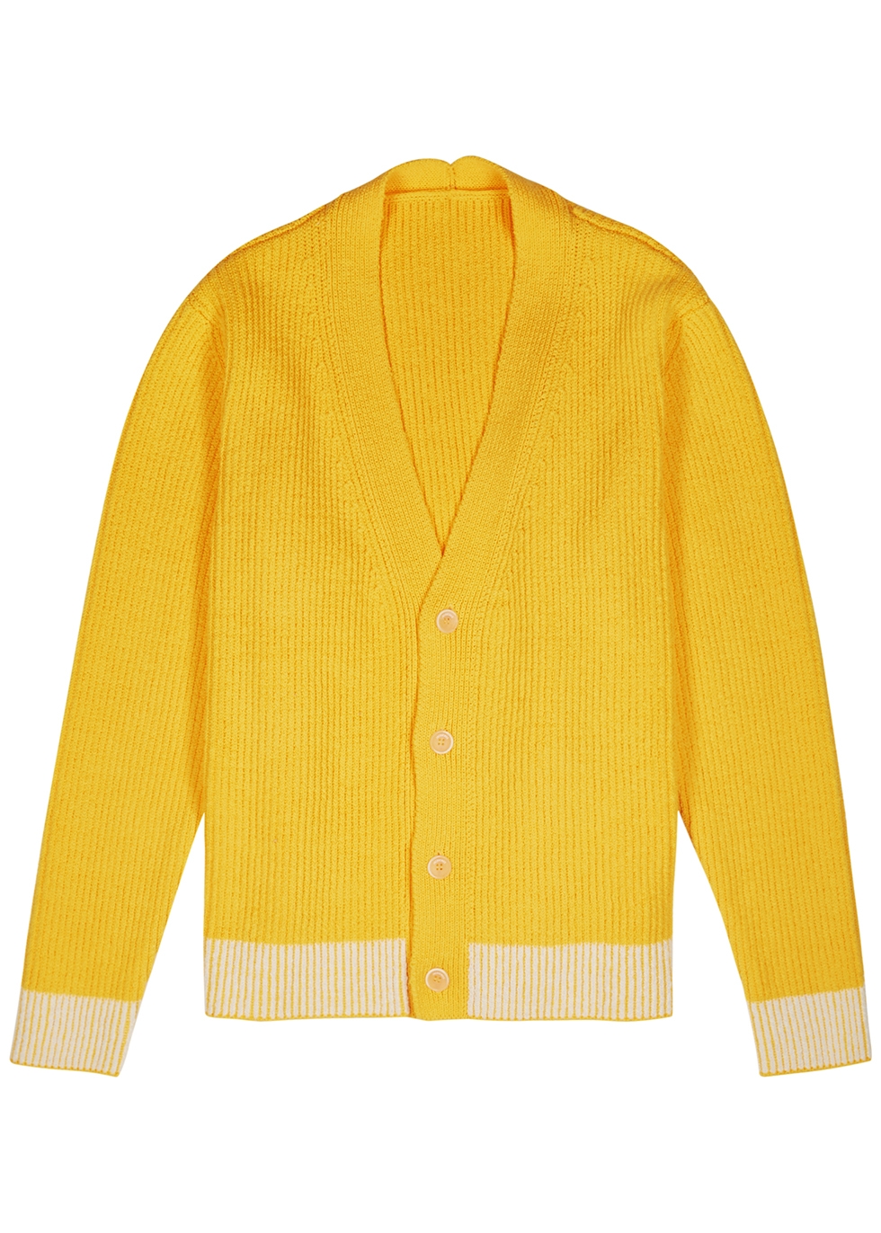 Jacquemus Le Cardigan Limone yellow ribbed-knit cardigan - Harvey Nichols