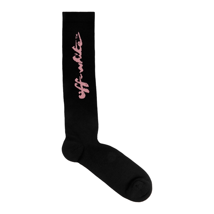 Off-White Black Logo Cotton-blend Knee-high Socks