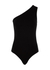 Black one-shoulder stretch-jersey bodysuit - Wolford