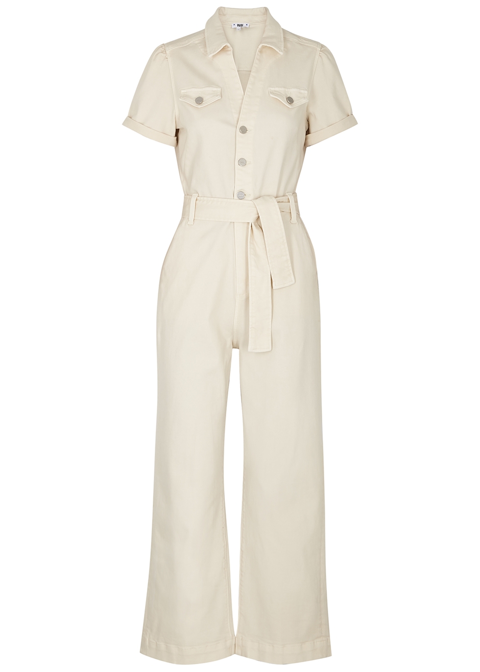 Paige Anessa off-white cotton-blend jumpsuit | Smart Closet