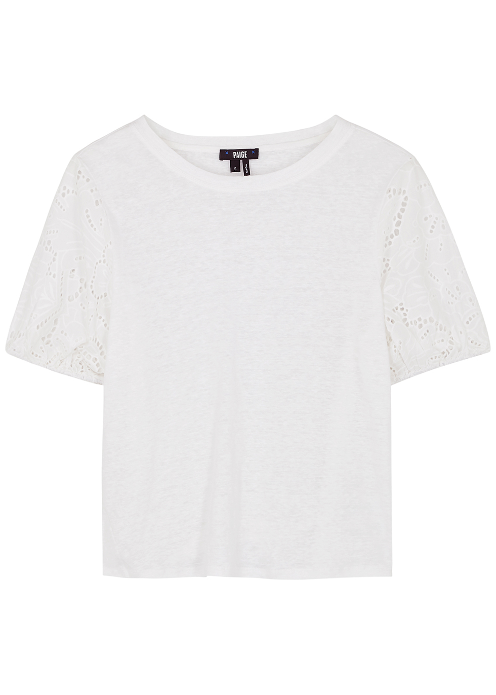 Paige Laura White Linen And Broderie Anglaise T-shirt | ModeSens