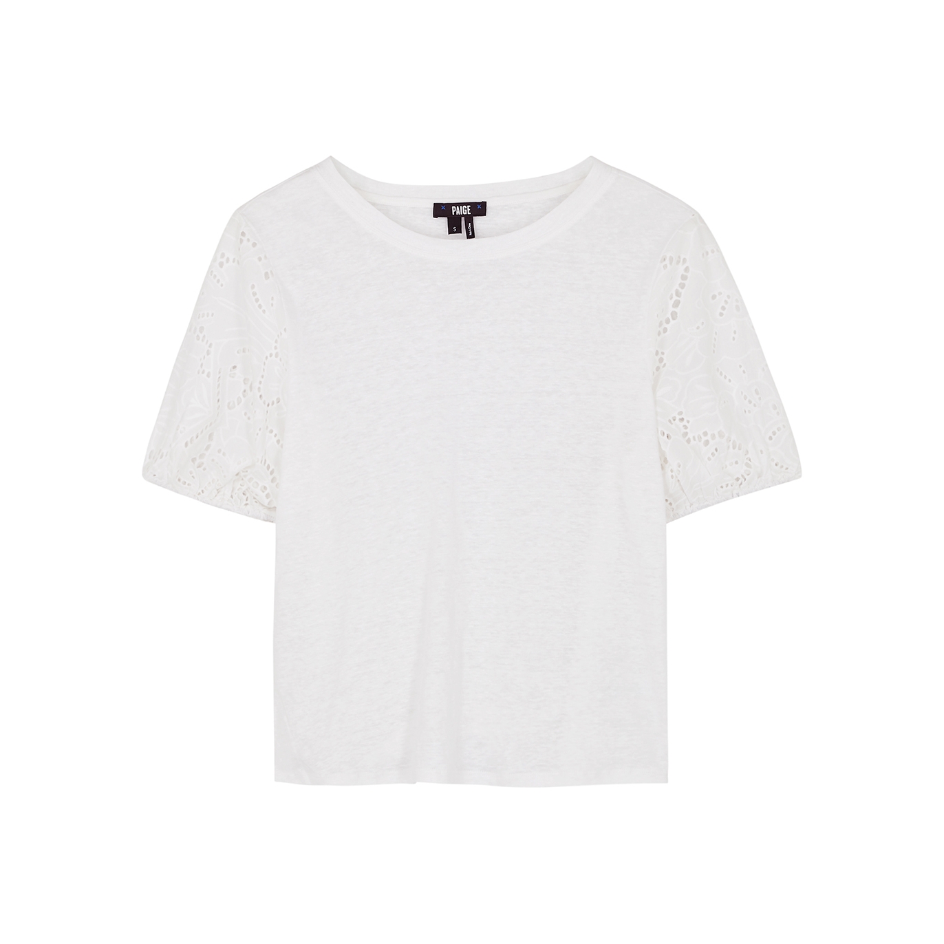 Paige Laura White Linen And Broderie Anglaise T-shirt - M