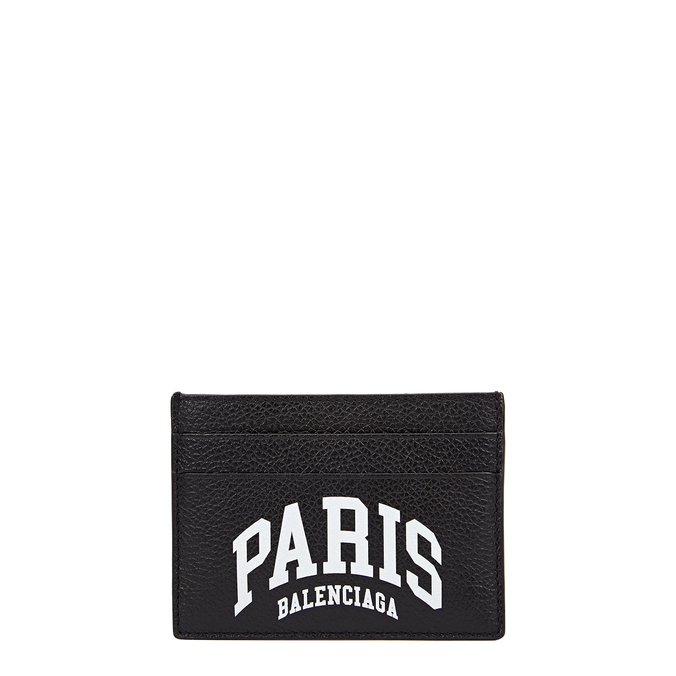 Balenciaga Cities Paris Black Logo Leather Card Holder - Black And White