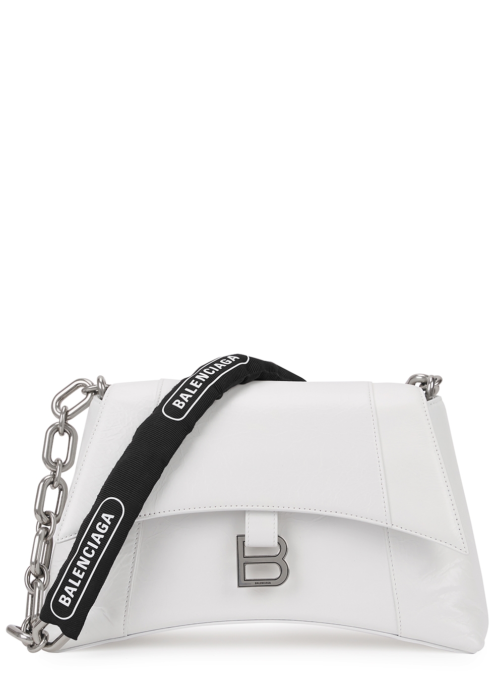 Balenciaga Downtown small white leather shoulder bag - Harvey Nichols