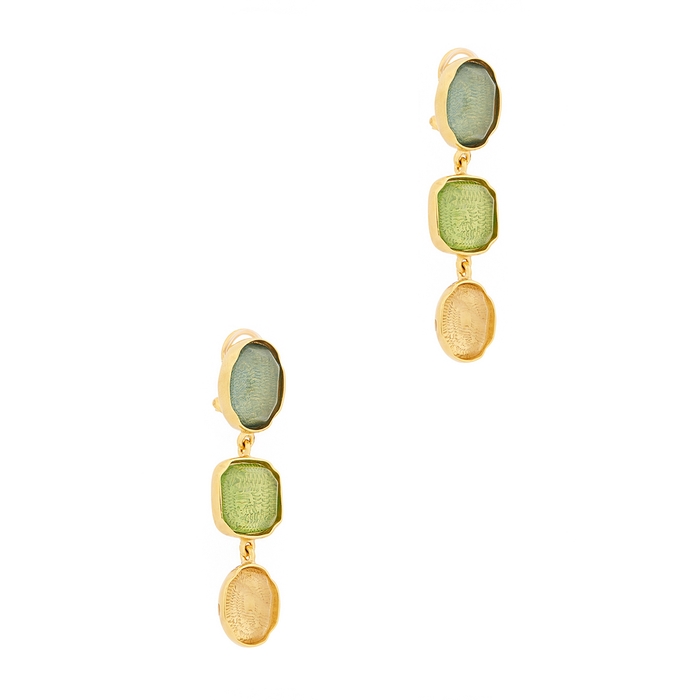 GOOSSENS Cabochons 24kt Gold-dipped Clip-on Drop Earrings
