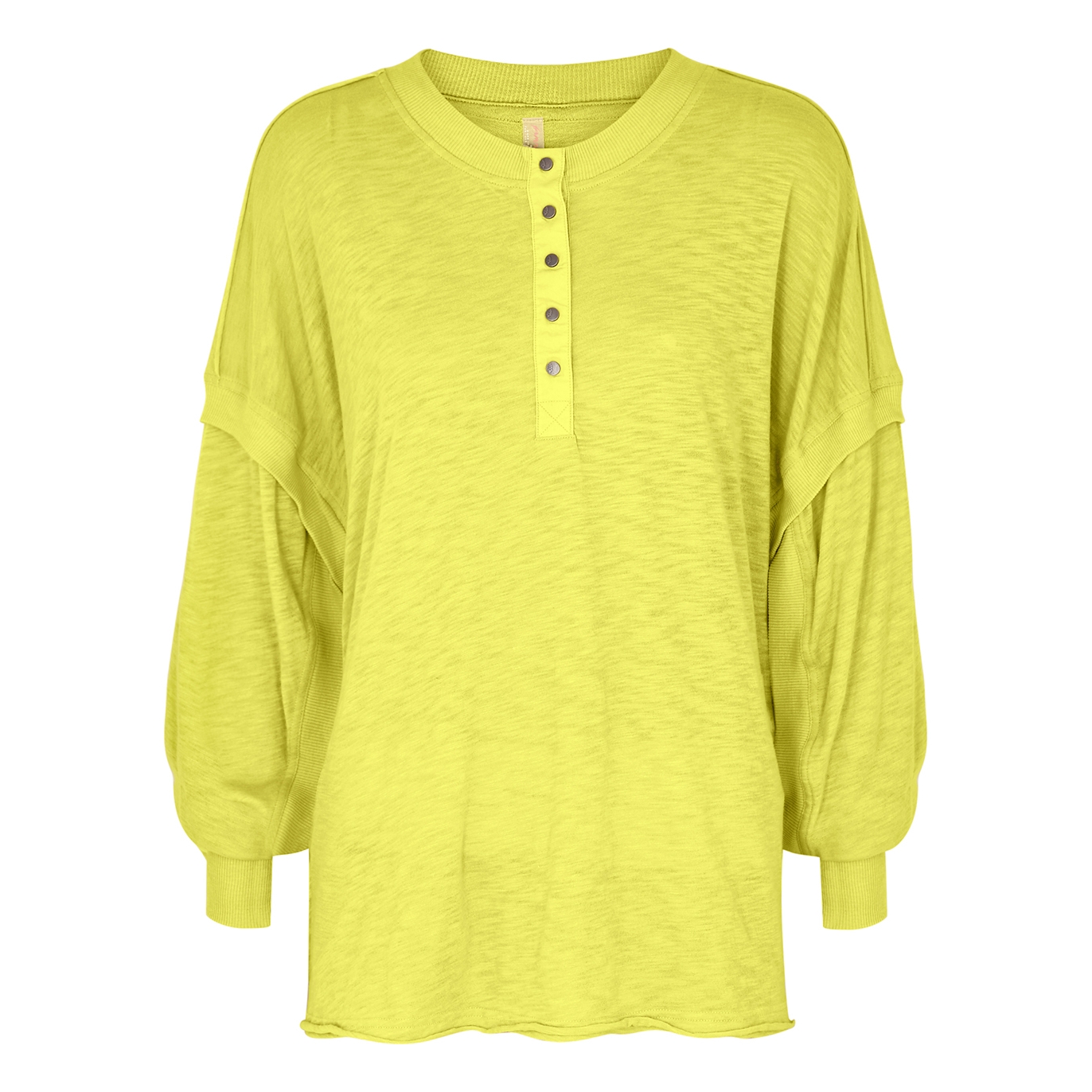 Free People Movement One Up Chartreuse Slubbed Cotton-blend Top - Yellow - M