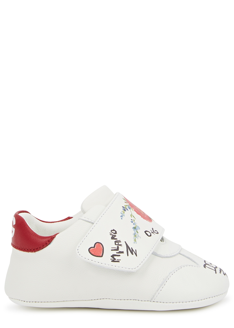 KIDS White printed leather sneakers