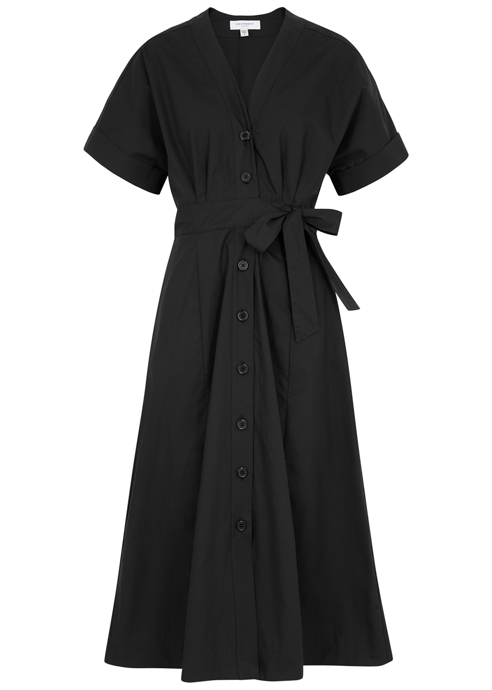 Equipment Calyer black cotton-poplin midi dress | Smart Closet