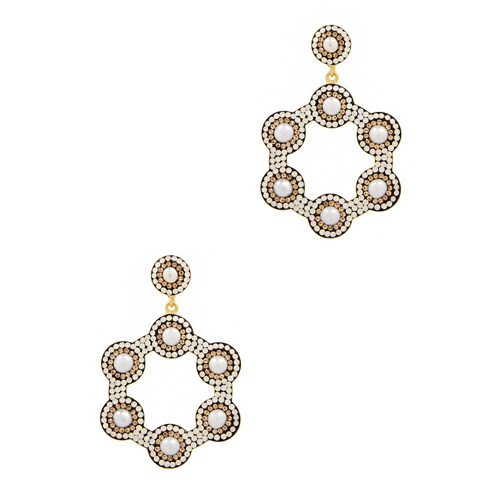 Soru Jewellery Embellished 18kt Gold-plated Drop Earrings In Pearl