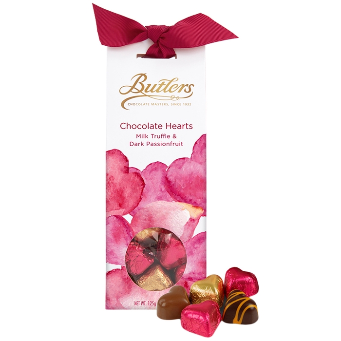 Butlers Chocolates Milk Truffle & Dark Passionfruit Chocolate Hearts Box 125g