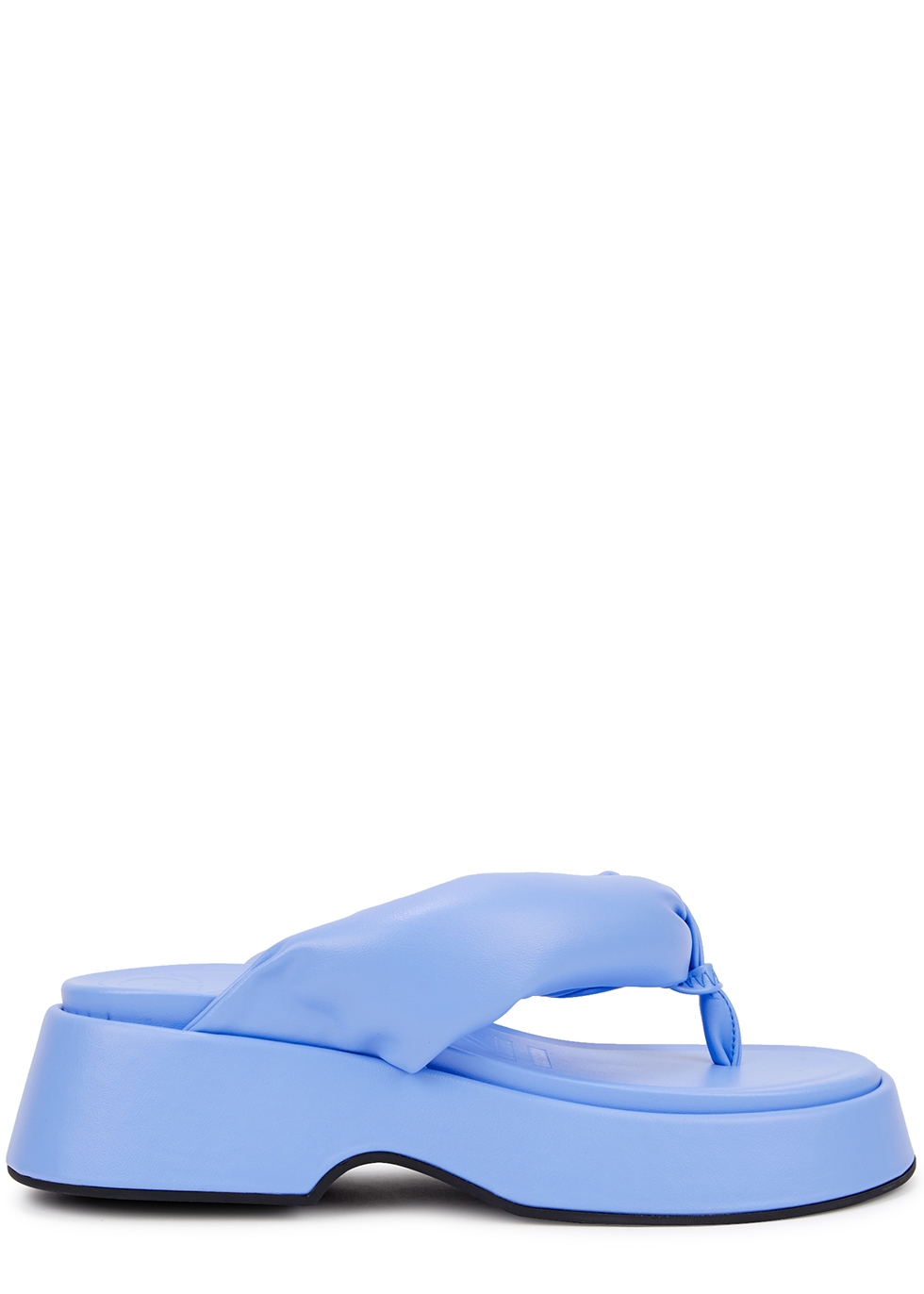 Retro blue vegan leather flatform sandals