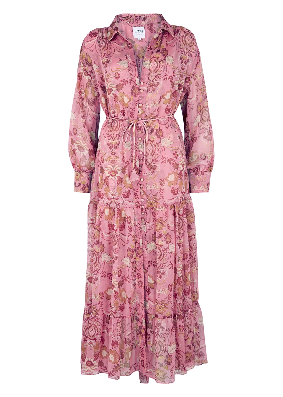MISA Leigh pink floral-print chiffon dress - Harvey Nichols