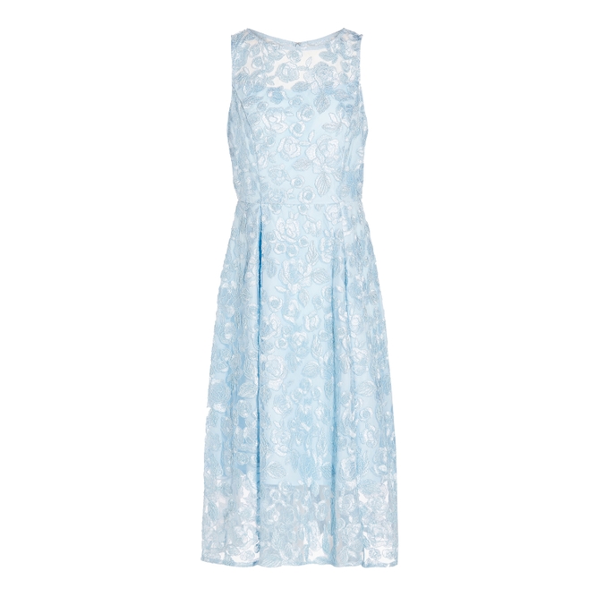 ADRIANNA PAPELL EMBROIDERED TEA LENGTH DRESS