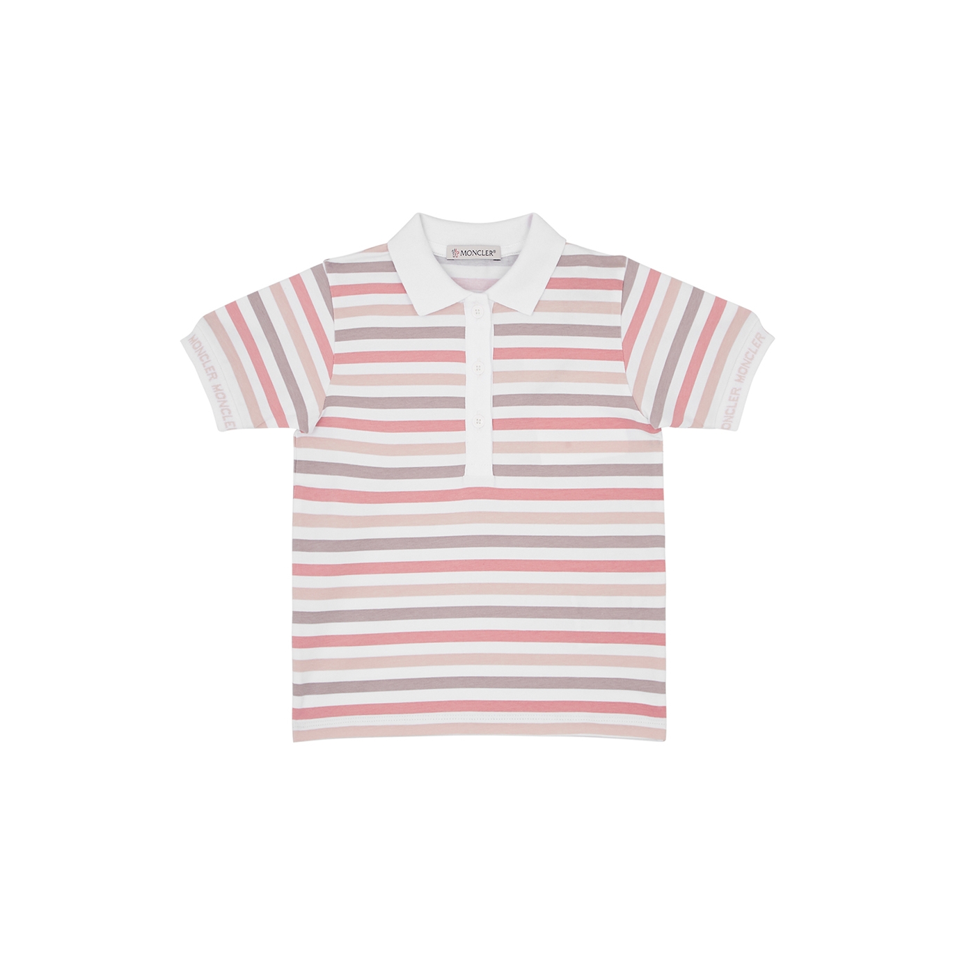 Moncler Babies' Kids Striped Stretch-cotton Polo Shirt In Pink & Other