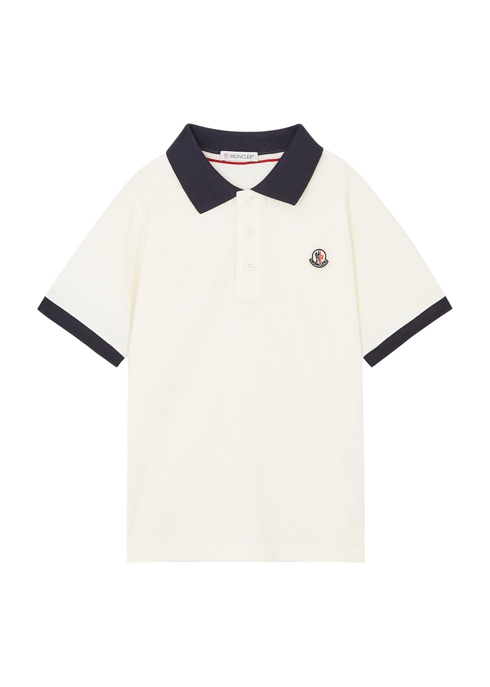 Moncler KIDS White logo piqué cotton polo shirt (8-10 years) - Harvey ...