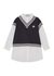 KIDS Navy and white cotton shirt and vest set (8-10 years) - Moncler