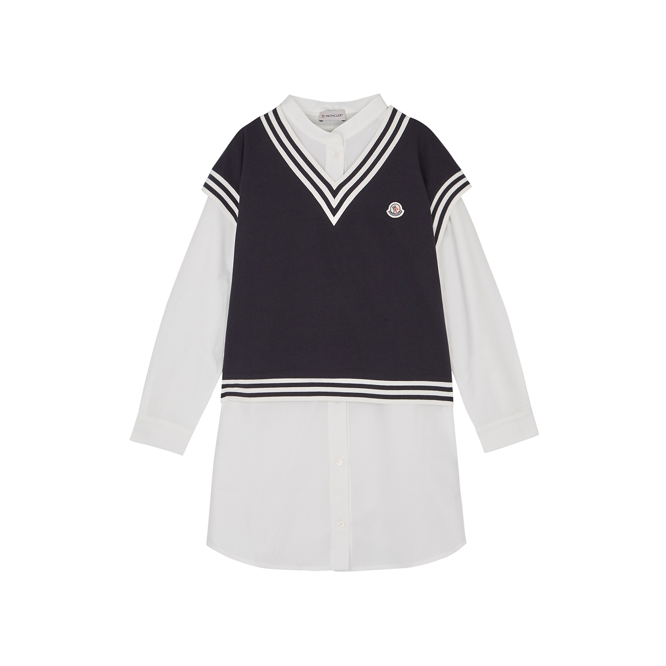 Moncler Kids Navy And White Cotton Shirt And Vest Set (12-14 Years) - Navy & Other
