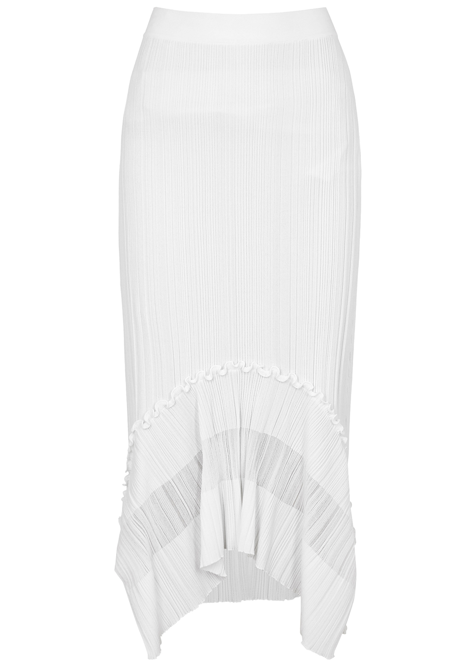 White plissé knitted midi skirt