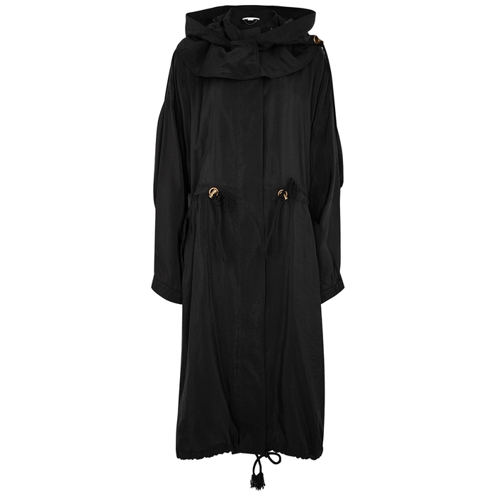 Stella McCartney Parachute Black Hooded Nylon Coat