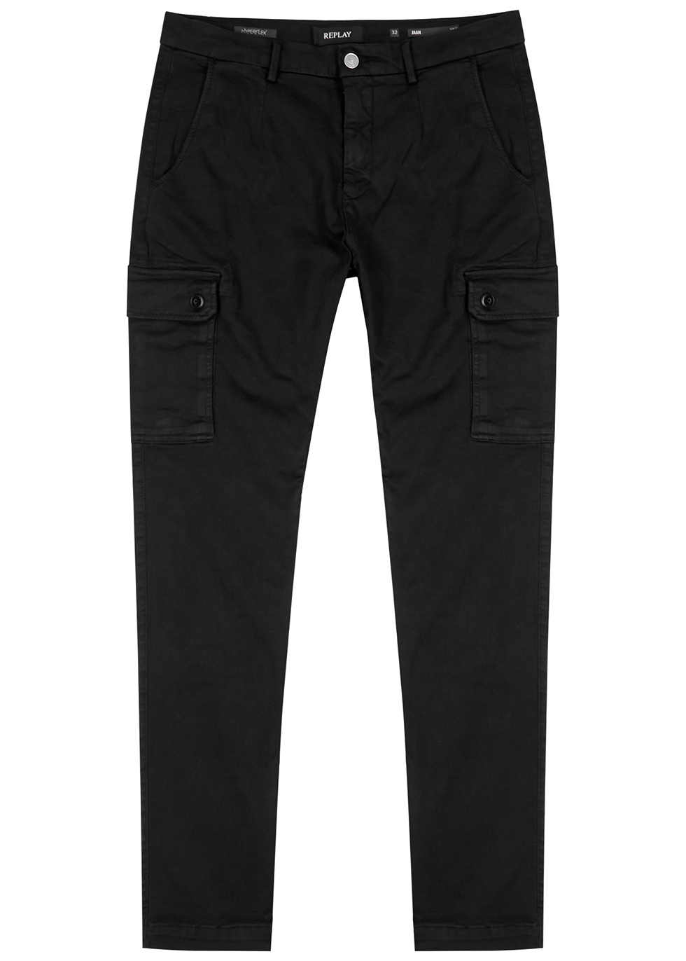 Replay Jann Hyperflex X.LITE black slim-leg cargo trousers - Harvey Nichols