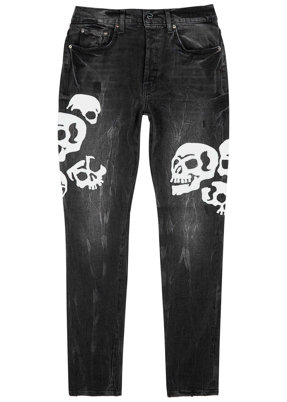 BOSSI Sportswear Skull black distressed skinny jeans
