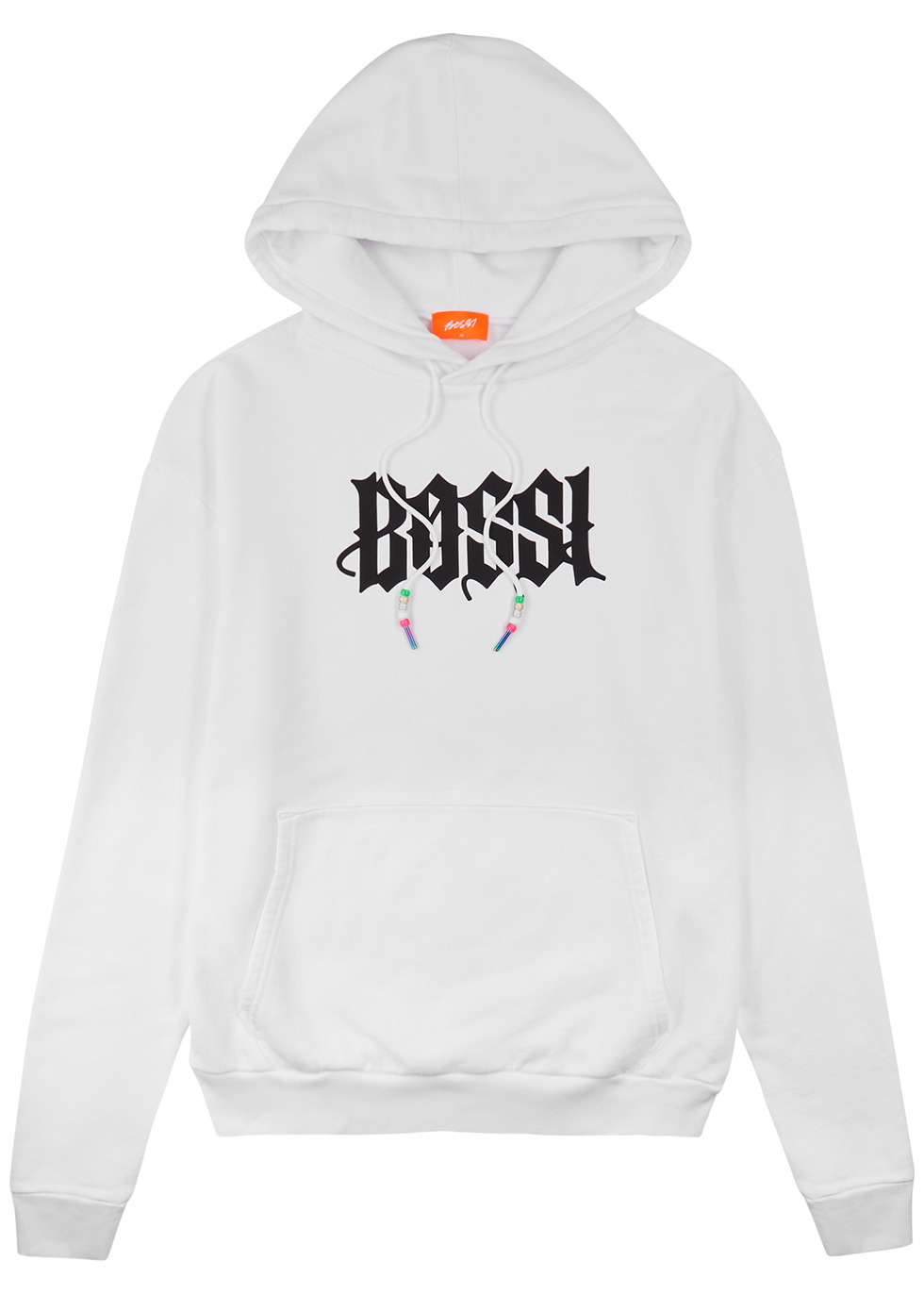 BOSSI Sportswear White logo hooded cotton sweatshirt