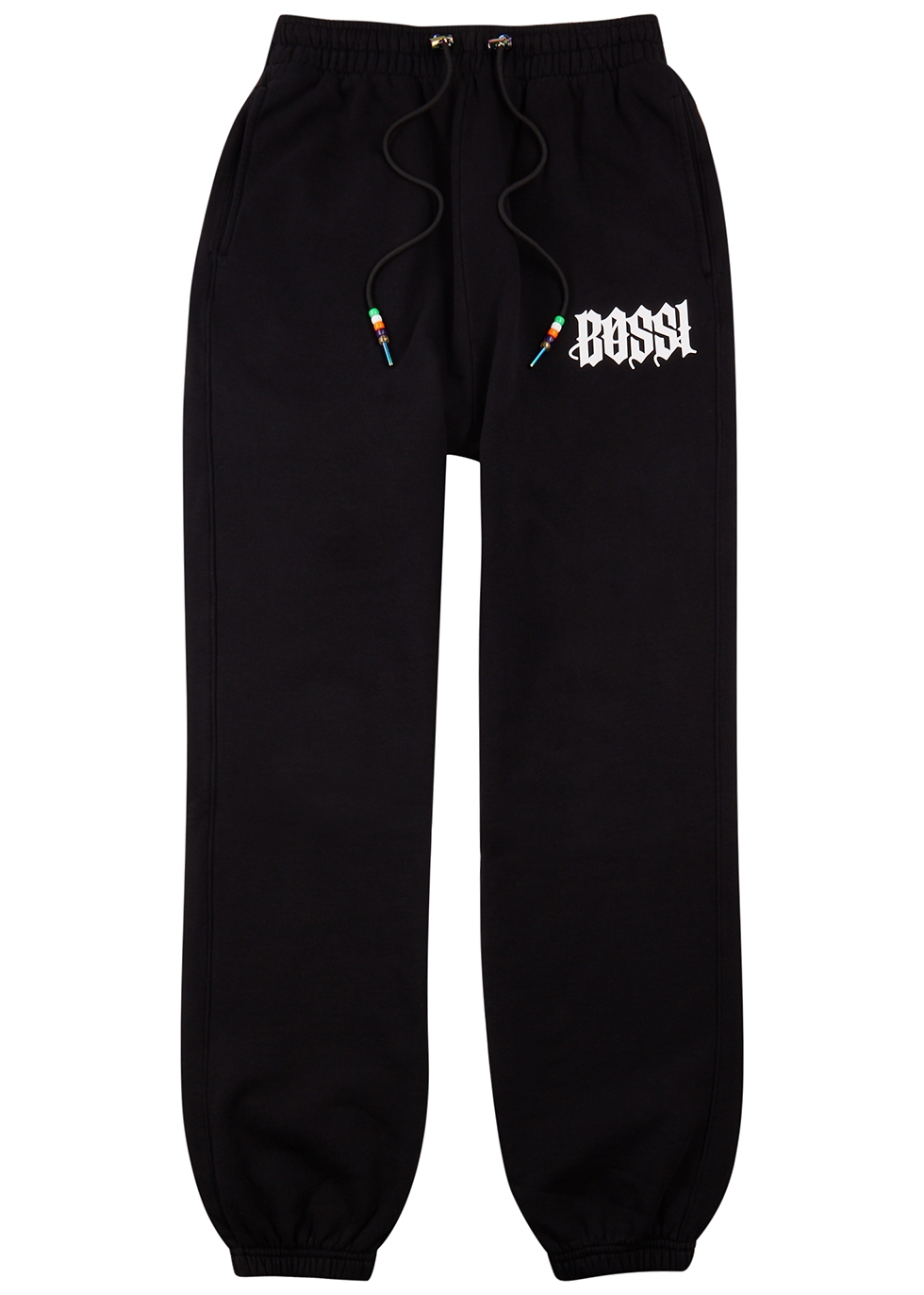 BOSSI Sportswear Black logo cotton sweatpants