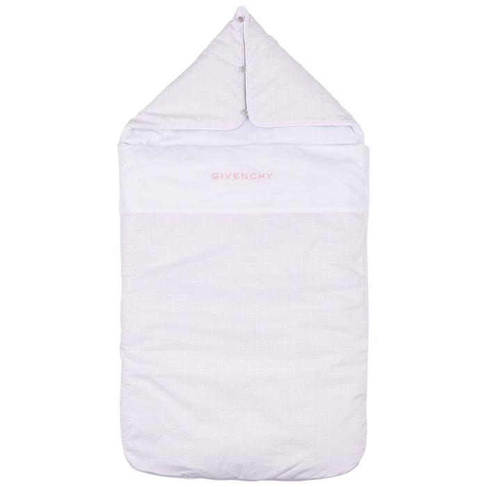 Givenchy KIDS White And Pink Logo Cotton Sleeping Bag