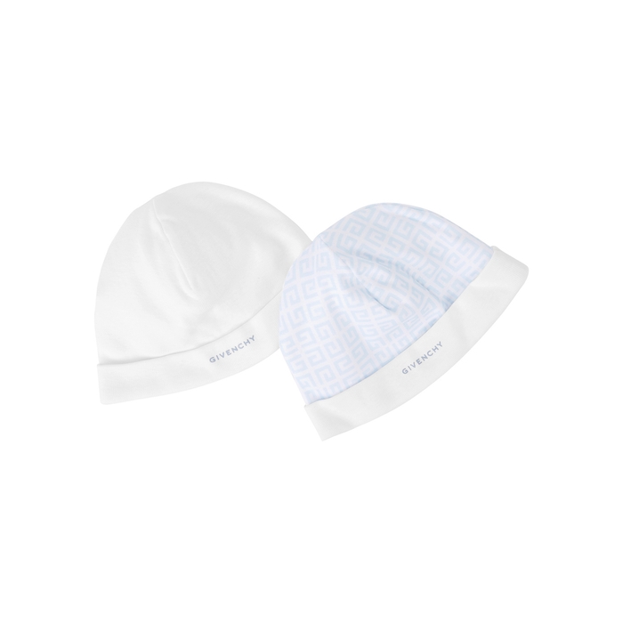 Givenchy KIDS White Logo Cotton Hats - Set Of Two