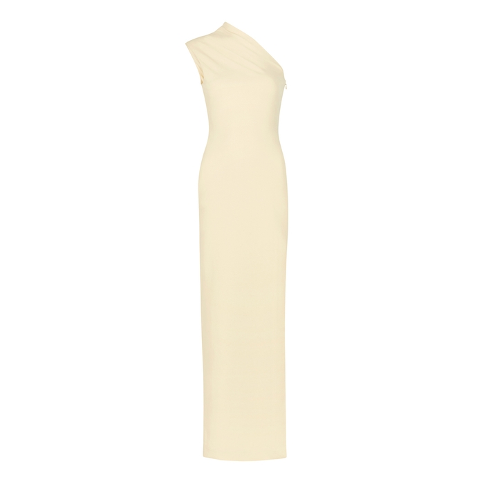 Solace London Averie Cream One-shoulder Gown