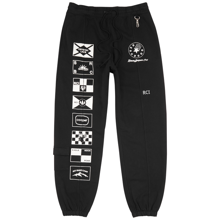 Reese Cooper Flags Black Printed Cotton Sweatpants