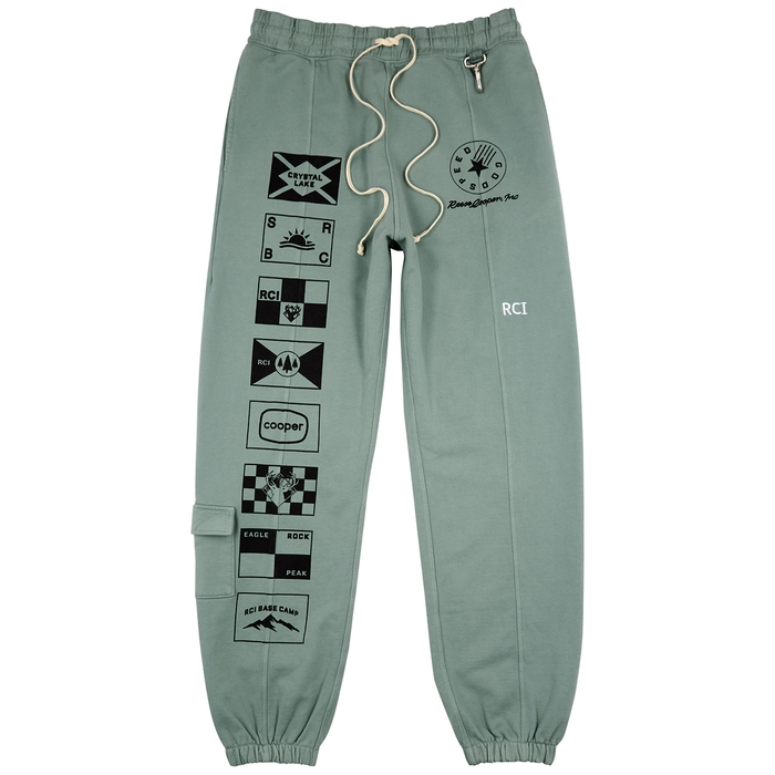Reese Cooper Flags Green Printed Cotton Sweatpants