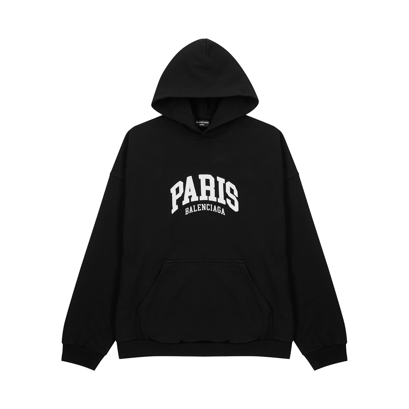 Balenciaga Cities Paris Black Hooded Cotton Sweatshirt - Black And White - 1
