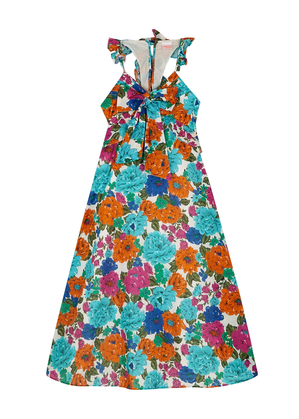 Marlo Kids Imogen Floral-print Cotton Dress In Blue | ModeSens