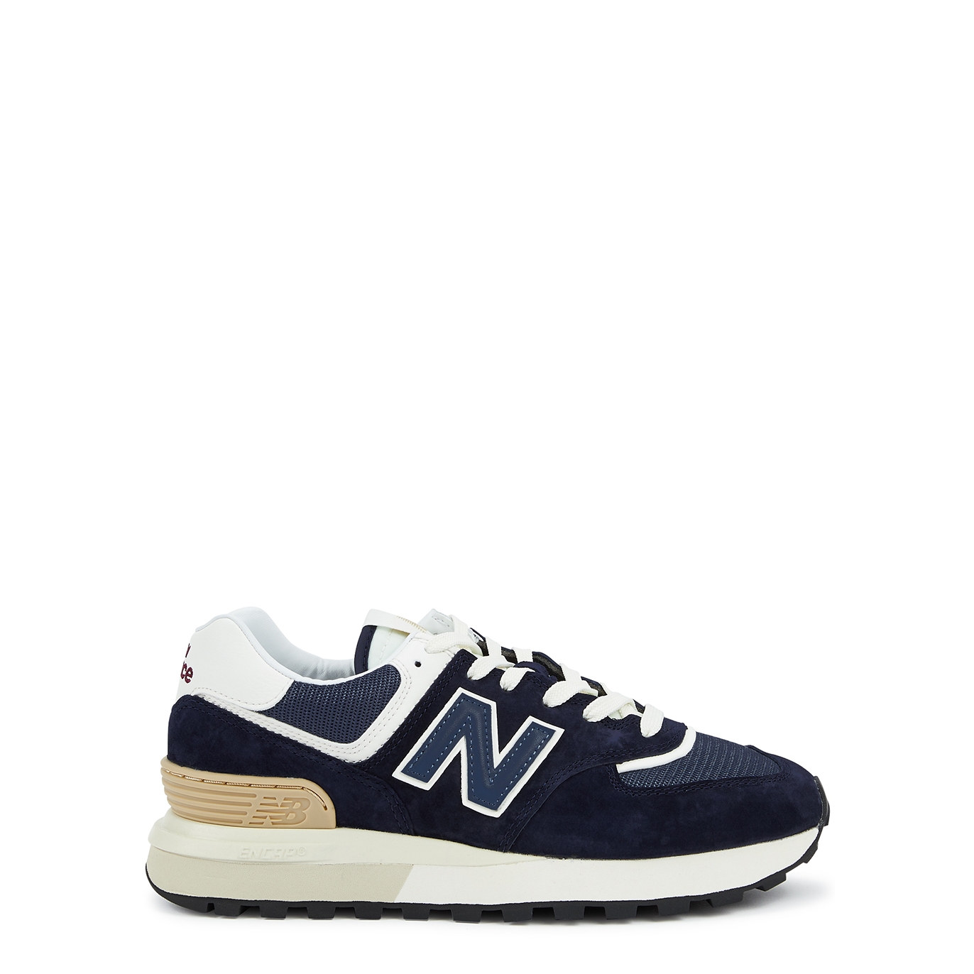 New Balance 574 Panelled Suede Sneakers - Navy - 7