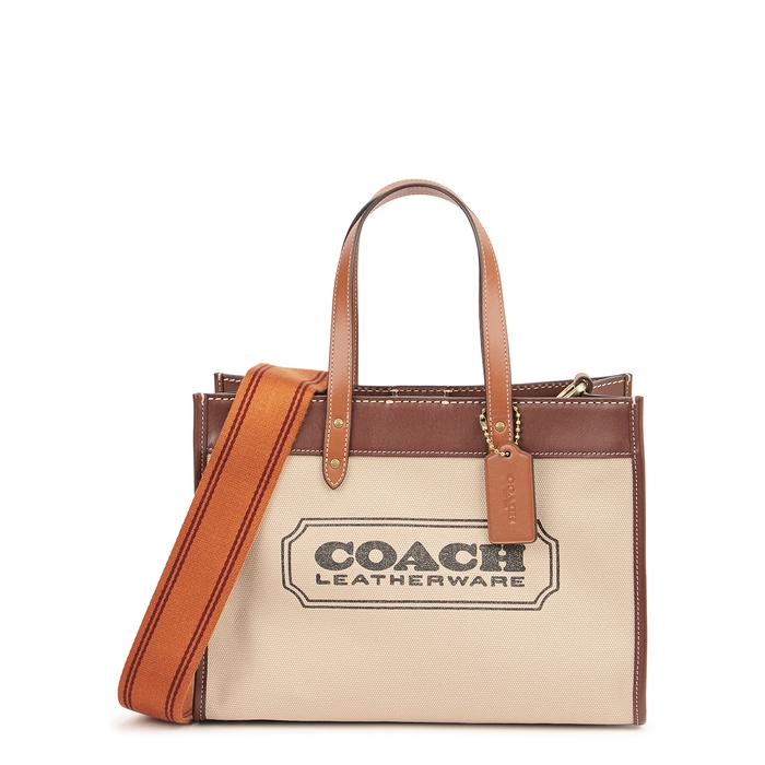 Coach Field 30 Stone Canvas Top Handle Bag