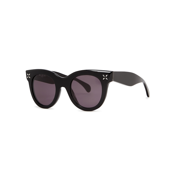 Alaïa Petal Black Round-frame Sunglasses